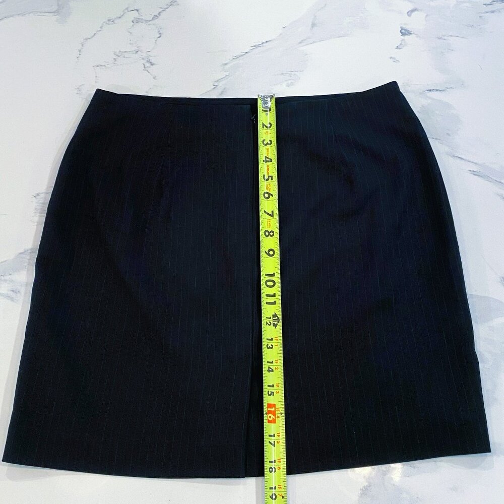 Banana Republic - 90s, Pinstriped, Back Split, Black, Blue, Skirt - Size 10 - Picture 2 of 7